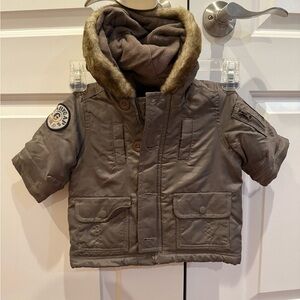 Olive Green Baby Jacket, Size 0-6 Months